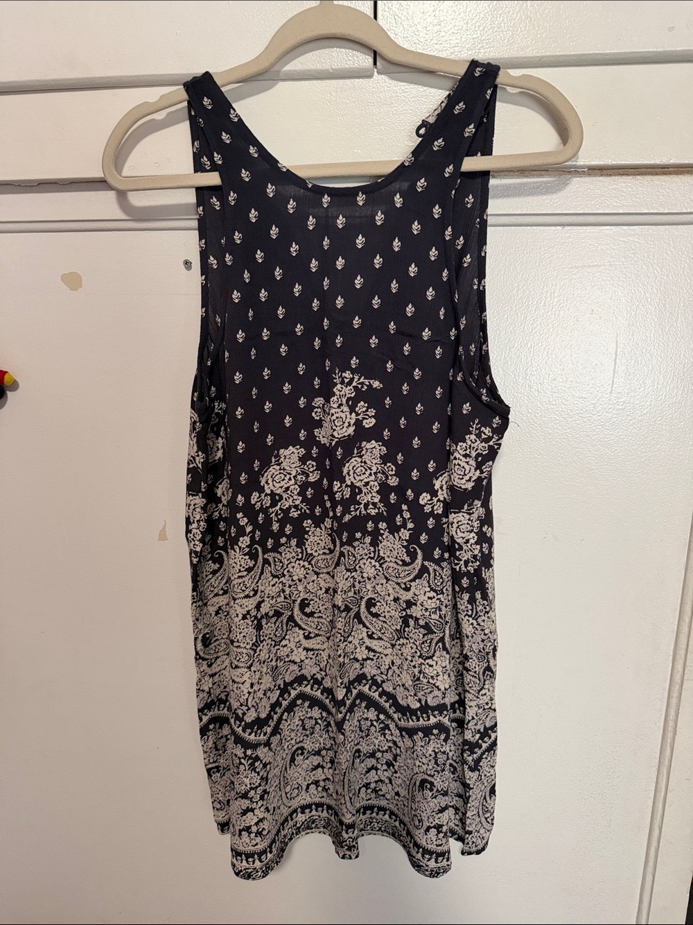 Billabong Black and Cream Printed Sleeveless Tank Dress